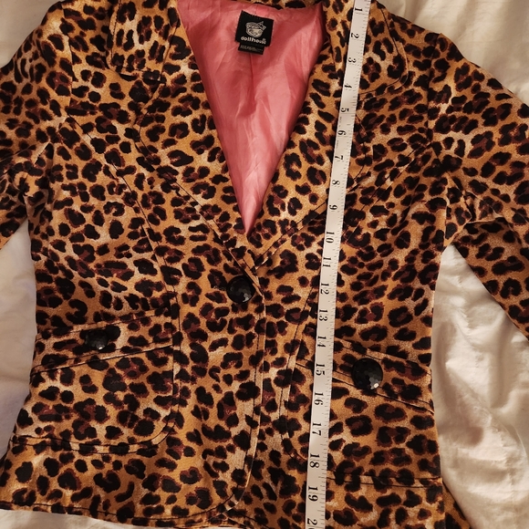 Dollhouse cropped jacket leopard printed 3/4 sleeves size M - Picture 6 of 9